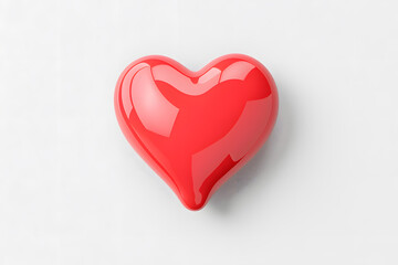 Fototapeta premium 3d red glossy heart isolated on white background