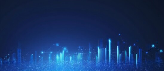 Futuristic Blue Business Background with Digital Graphs and Network Dots
