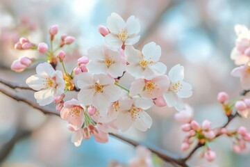 Delicate sakura blooms on branches ideal for spring-themed projects and floral designs in nature photography portfolios