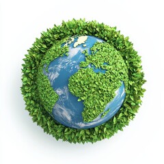 Lush Green Leaves Encircling Earth Globe Environmental Conservation Concept