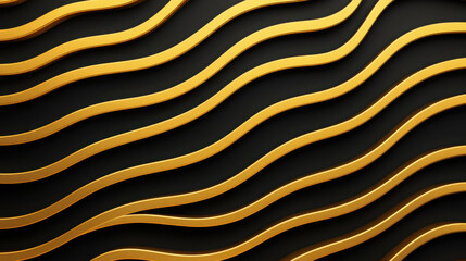 Luxurious wavy lines in gold against dark background create elegant and modern design. This striking visual evokes sense of sophistication and style