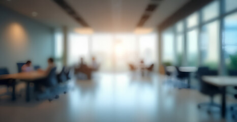 Blurred empty open space office. Abstract light bokeh at office interior background for design