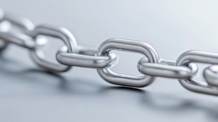 Fototapeta premium Close-up of metallic chain links symbolizing strength and connection on a neutral background.