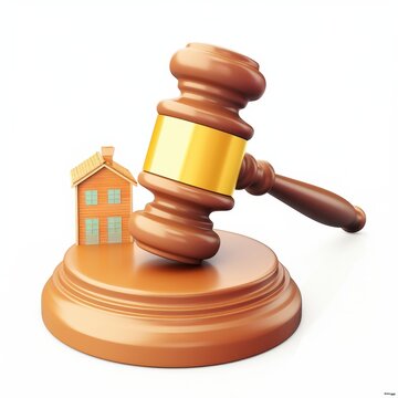 Gavel and House Model Real Estate Law Auction Foreclosure Concept