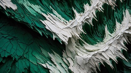 The green and white gradient and rough texture enhance the visual impact, creating a dynamic and modern work. Generative AI.