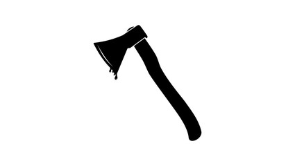 axe with blood , black isolated silhouette