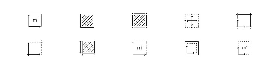 Square meter icon set. Measuring land area symbol. Vector illustration.