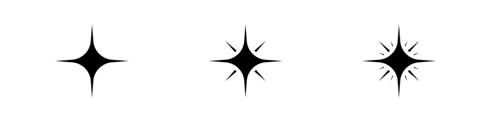 Star sparkle icon set. Starshine sign. Twinkling stars. Vector illustration.