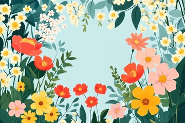 Spring flowers illustration colorful nature.