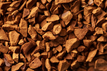 macro background of instant coffee, texture of instant coffee particles