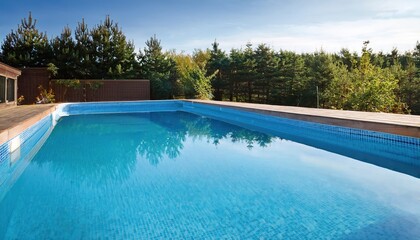 Elegant fibreglass pool surrounded by lush greenery in a serene outdoor setting during bright sunny weather