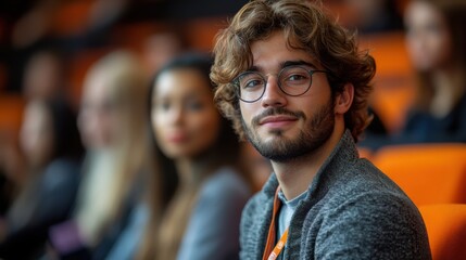 Fototapeta premium young professionals attending a seminar with an engaging speaker