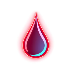 Fototapeta premium blood drop symbol holographic 3D icon. neon symbol vector illustration isolated on white background. Generative AI