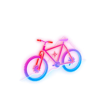 Bicycle holographic 3D icon. neon symbol vector illustration isolated on white background. Generative AI