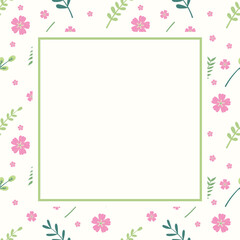 Cover or card template. Cute kawaii floral seamless pattern background. Also can use for placards, banners, flyers, presentations