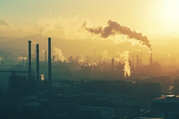 Obraz premium The factory is emitting toxic fumes architecture pollution cityscape.