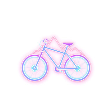 Bicycle holographic 3D icon. neon symbol vector illustration isolated on white background. Generative AI