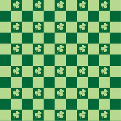 Vector Pattern Saint Patricks day checkered Lucky clovers art