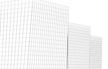 Fototapeta premium Urban Wireframe – Modern Architectural Perspective