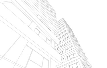 Urban Wireframe – Modern Architectural Perspective