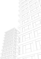 Urban Wireframe – Modern Architectural Perspective