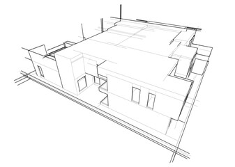 Modern Architectural Sketch – Abstract Residential Design