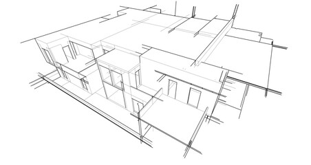 Modern Architectural Sketch – Abstract Residential Design