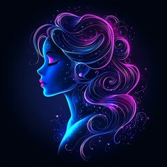 Neon Woman Profile on Dark