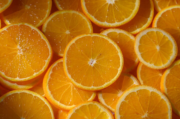 Bright and vibrant orange slices arranged beautifully in a captivating display of freshness and flavor