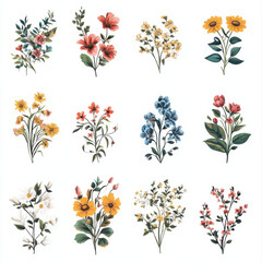 Obraz premium floral motifs, 2d icon set, illustation, becter, white background 