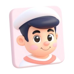 Cute Cartoon Character Boy with Hat