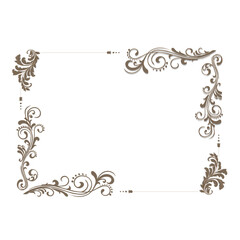 Vector frame with ornament, thai pattern. Beige vintage frame for creating postcards