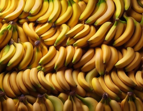 Fotograf&iacute;a profesional, de varias platanos, realizando un fondo de pantalla de un patron de platanos perfectamente alineados, realista, 4k
