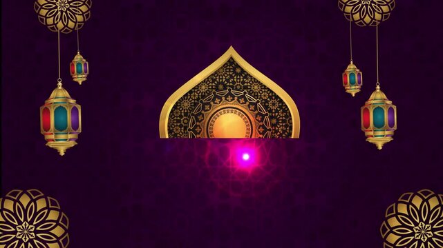 Elegant and Vibrant Eid Al Fitr Mubarak Celebration Design with Decorative Lanterns and Patterns