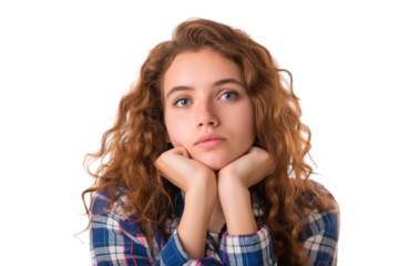 Focused young Dutch female windmill technician isolated on transparent white background