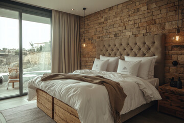 A box spring mattress, modern and functional, home setting