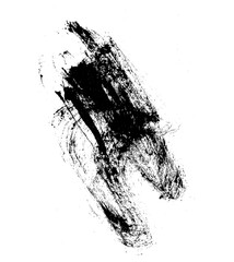 Rough expressive ink brush stroke with textured splashes and artistic movement