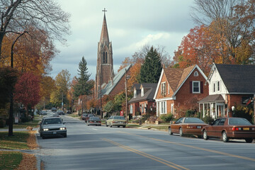 Obraz premium A charming street in Cornwall, Ontario, peaceful and picturesque, small-town vibe.