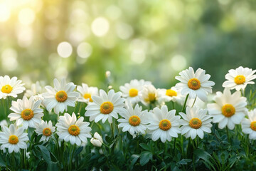Obraz premium A cheerful background scene filled with spring flowers and sunshine