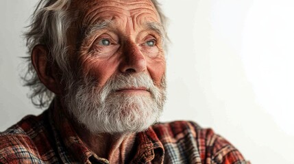 Elderly man with thoughtful expression and beard