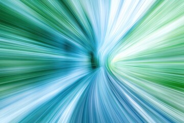 Abstract swirling vortex of teal blue and green light streaks creating a dynamic speed and motion effect