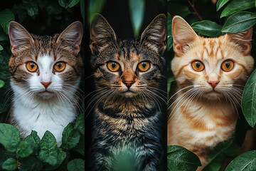 A collage of adorable cats showcasing their playful and charming nature background