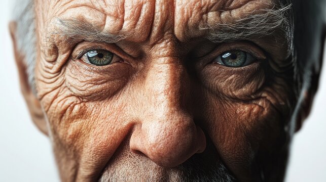 Elderly man with deep wrinkles and expressive eyes