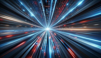 A burst of light and energy that symbolizes the speed and dynamism of modern technology.
