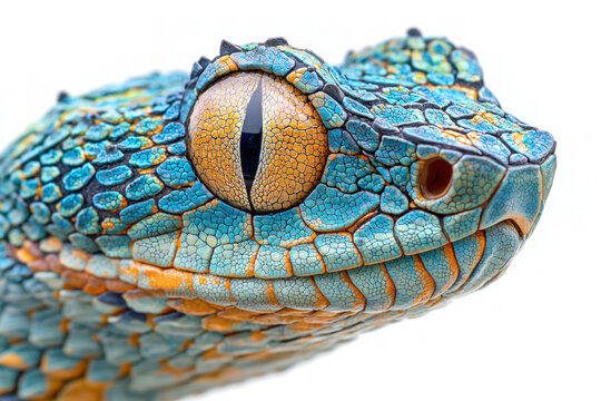 A detailed illustration of the Atheris squamigera snake, showcasing its unique coloration.
