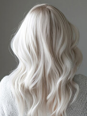 Fototapeta premium Elegant hairstyle inspiration with long wavy blonde hair showcasing soft and natural beauty from a back view perspective