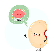 Kidney Bean Mascot. Cute Cartoon Legume Character Illustration
