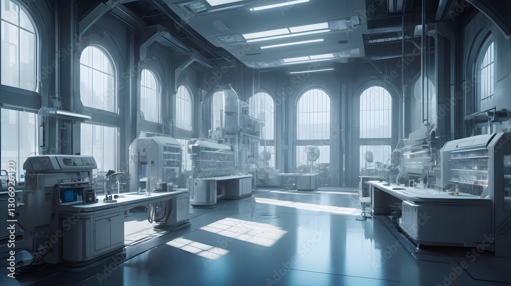Poster an impressive laboratory with state-of-the-art equipment, creating a modern scientific environment