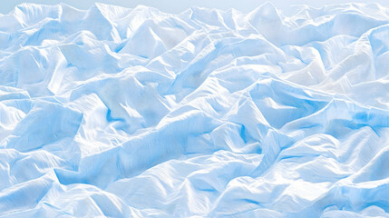 Obraz premium Wrinkled light blue fabric texture, close-up shot, soft background, ideal for website backgrounds