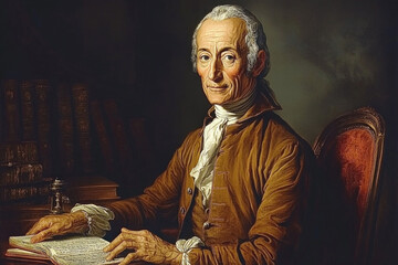 A portrait of Montesquieu, historical and thoughtful, scholarly theme